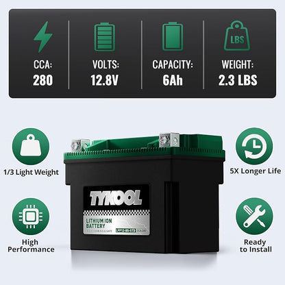 TYKOOL YTX12-BS STD LiFePO4 Lithium Motorcycle Battery, 2X Cranking Amps - Image 3