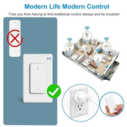 Remote Switch Outlet, Wireless On/Off Light Switches Wall Mounted, TUV List - Image 3