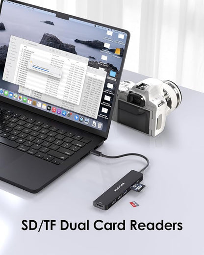 LENTION USB C Hub with 100W Charging, 4K@60Hz HDMI, Dual Card Reader, USB 3.0 & - Image 3
