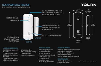 YoLinK LoRa Smart Door Sensor Starter Kit: 1/4 Mile Open-Air Range, Door - Image 8