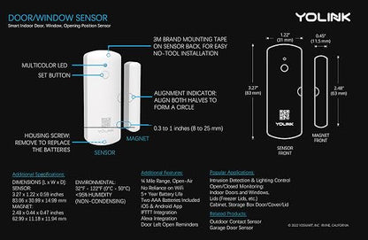 YoLink LoRa Smart Door & Window Sensor 3-Pack: Door Left-Open Reminders - Image 2