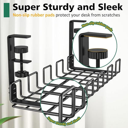 REFLYING Under Desk Cable Management Tray, L 15.7'' W 6.3'' No Drill Steel Desk - Image 5