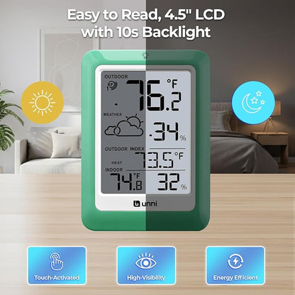 Indoor Outdoor Thermometer Wireless, Temperature Humidity Monitor Battery - Image 4