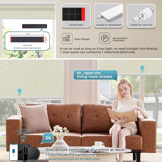 SmartWings Motorized Blinds Dual-Sided Cordless Smart Blackout Shades, Custom - Image 2