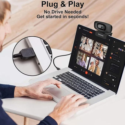 USB Webcam with Privacy Cover & Noise Canceling Microphone, Works with Zoom - Image 4