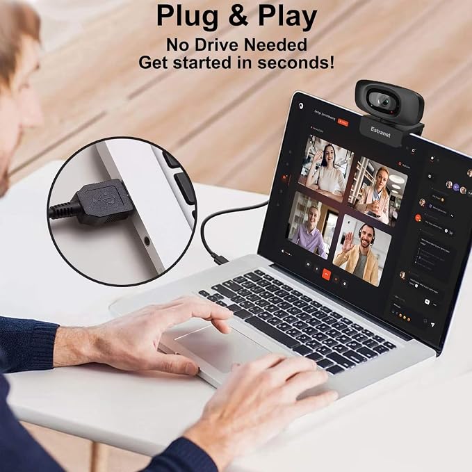 Autofocus 2K Webcam with Privacy Cover & Noise Canceling Microphone, Works with - Image 4