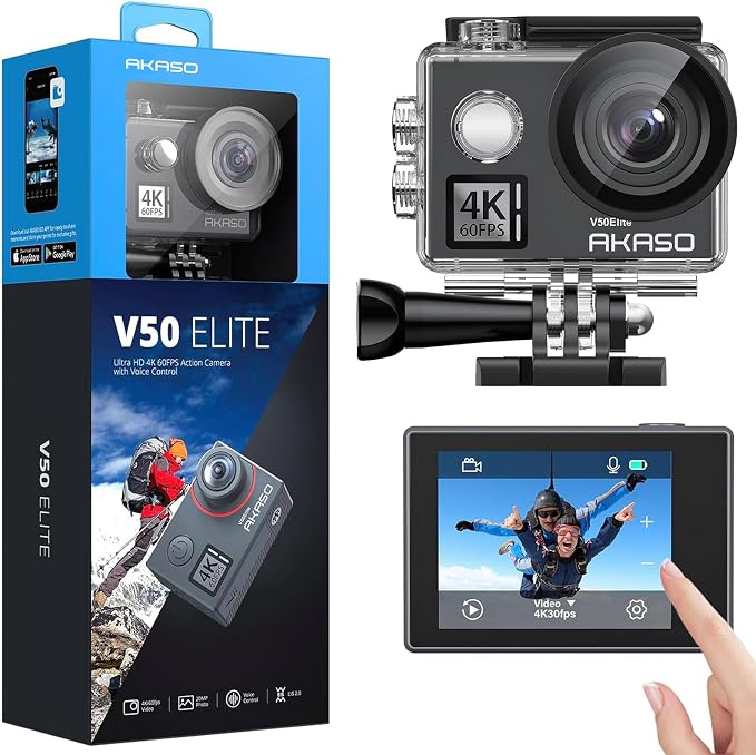AKASO V50 Elite 4K60fps Touch Screen WiFi Action Camera Voice Control EIS 131 by AKASO
