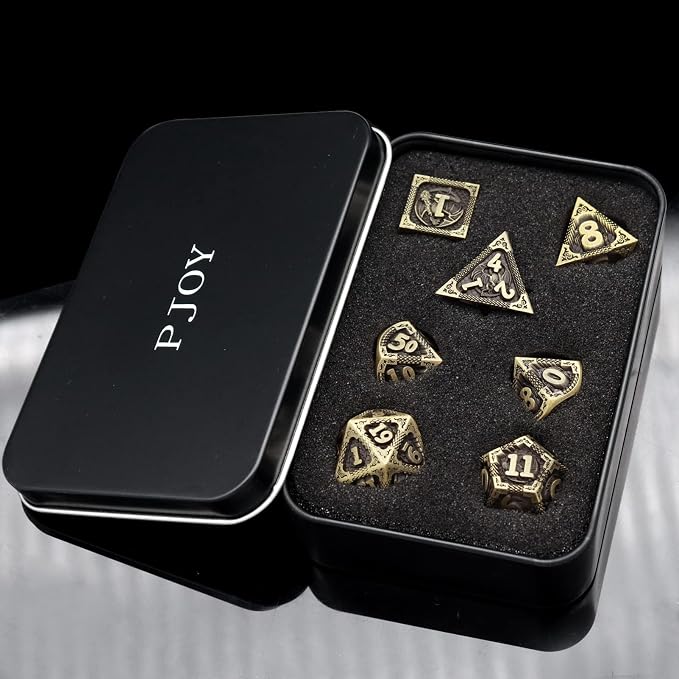 PJOY D&D Dice Set Dragon Metal DND Dice Set Antique Bronze - Image 4