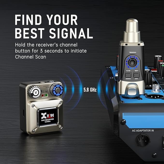 Xvive U45R4 Wireless in Ear Monitor System 5.8ghz IEM System 1 Transmitter and - Image 5