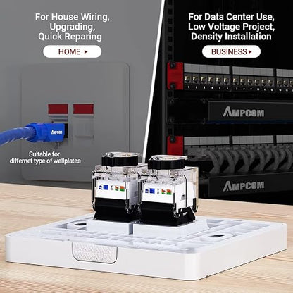 AMPCOM CAT6A UTP RJ45 Keystone Jack 50u Gold Plating Reusable Ethernet Wall Jack - Image 5