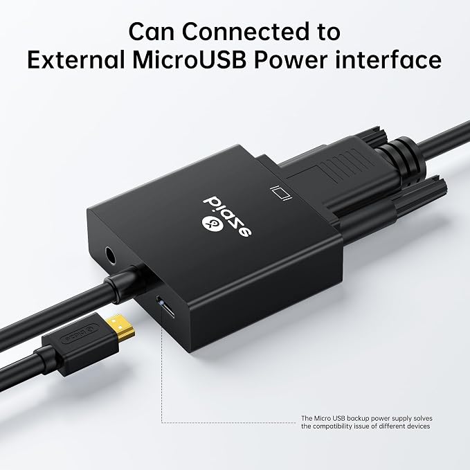 HDMI to VGA Adapter with 3.5mm Audio & USB Power – 1080P Converter - Image 4