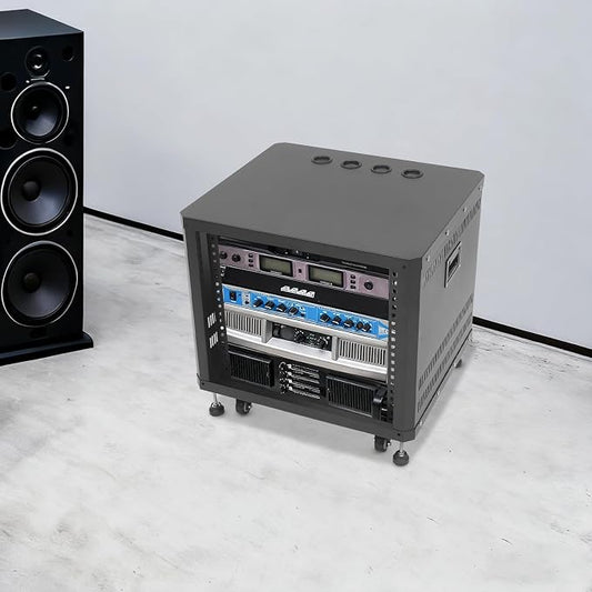9U Stereo & Studio Rack with Wheels, Open Frame Audio Rack Cabinet, Rolling - Image 2