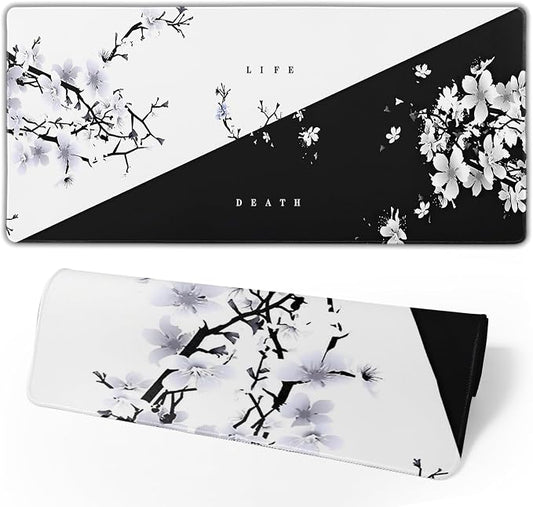 Japanese Life Death Keyboard Mat, Japanese Sakura Pagoda Sun Mouse Pad by Brecoy