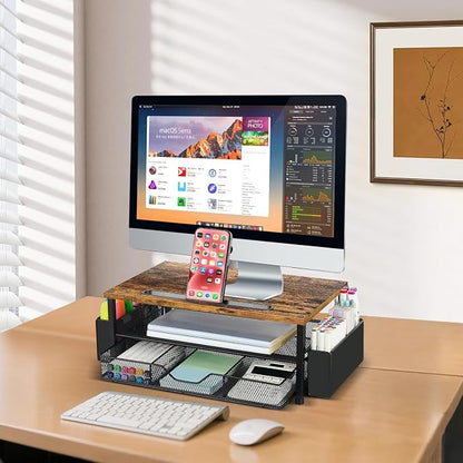 Wood Desk Organizers and Accessories, 2-Tier Computer Monitor Stand Riser - Image 6