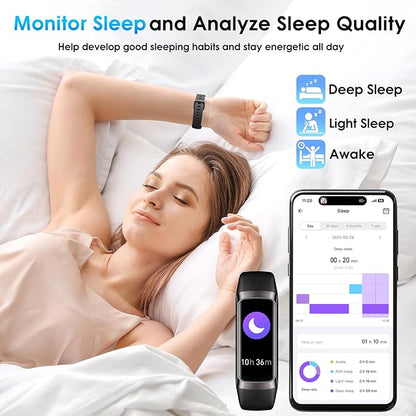 Fitness Tracker, 24/7 Heart Rate Blood Oxygen Blood Pressure Body Temp Monitor - Image 3
