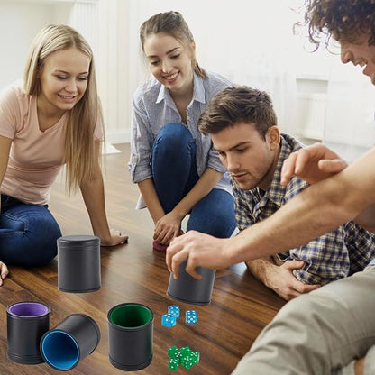 5 Pack Black Leather Dice Cups - Image 3