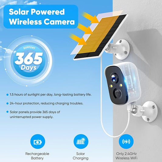 Solar Security Cameras Wireless Outdoor, 2K Solar Camera Wireless - Image 2