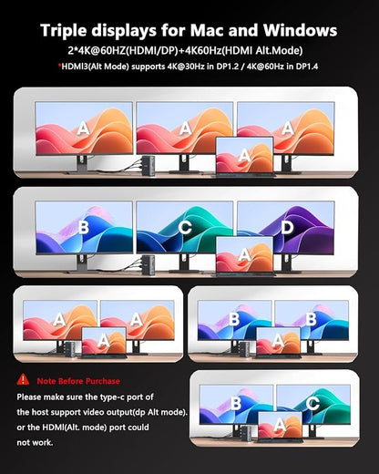 WAVLINK Docking Station 3 Monitors, Triple 4K@60Hz - Image 3
