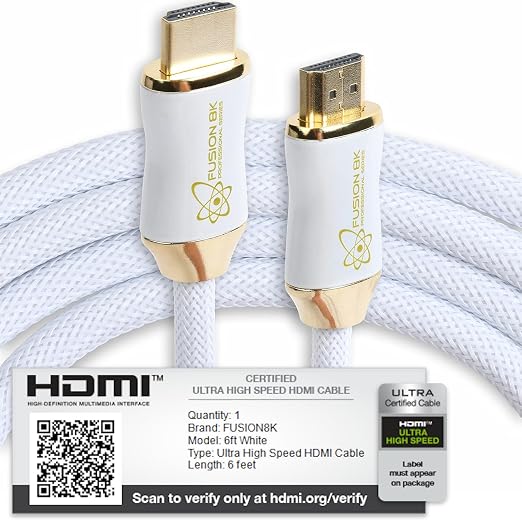 White HDR HDMI 2.1 Certified Cable Supports 10K 8K @60Hz and 4K @120Hz - Image 6