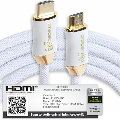 White HDR HDMI 2.1 Certified Cable Supports 10K 8K @60Hz and 4K @120Hz - Image 6
