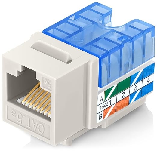Everest 90° Angled RJ45 Cat5e Keystone Jacks 50-Pack in Light Almond by EverestMediaSolutions