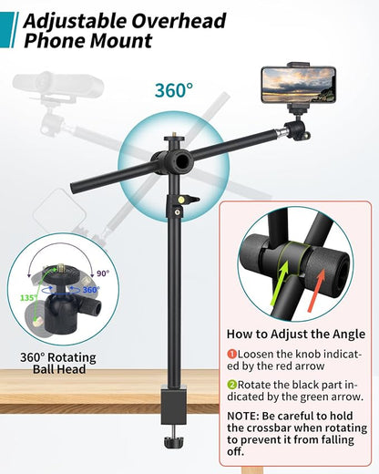 Overhead Camera Mount Desk Stand, Camera Arm Desk Mount Clamp Stand - Image 3