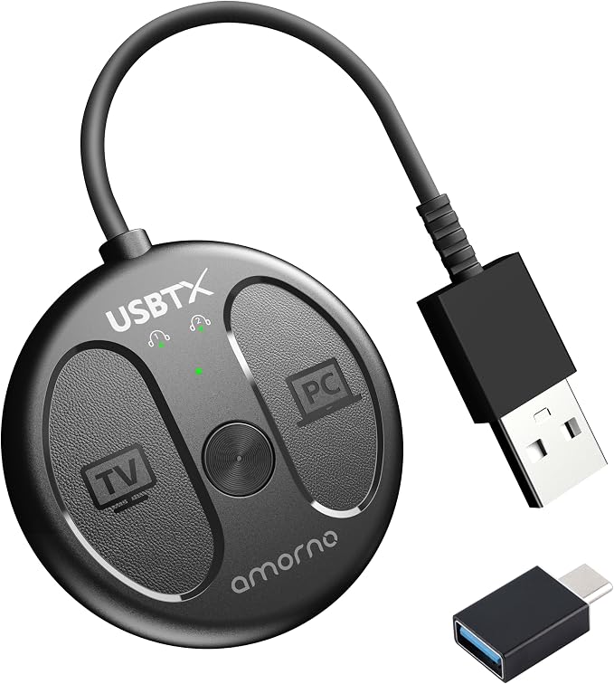 USB-C Bluetooth Adapter for PS5, Plug and Play, Wireless Audio Transmitter for by AMORNO