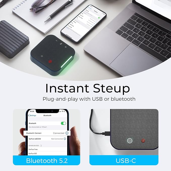 Conference Speaker and Microphone, USB C & Bluetooth Speakerphone - Image 5