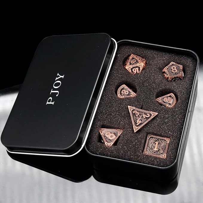 PJOY Metal DND Dice Set D&D Dragon Dice Copper - Image 4