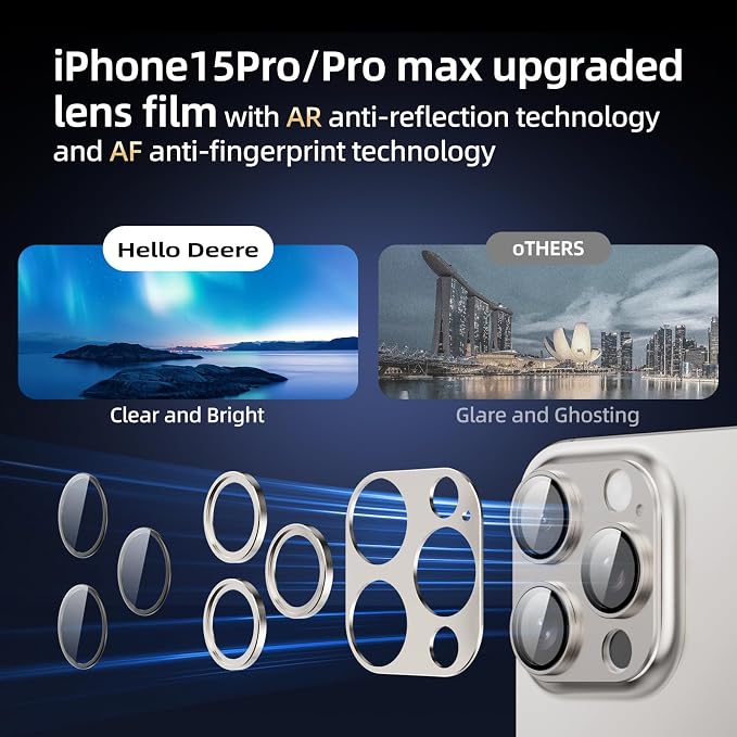 Compatible with iPhone 15 Pro Camera Lens Protector, Tempered Glass Full - Image 6