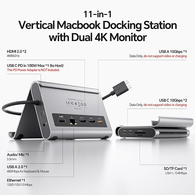 MacBook Pro Docking Station Dual Monitor 4K@60Hz - Image 3