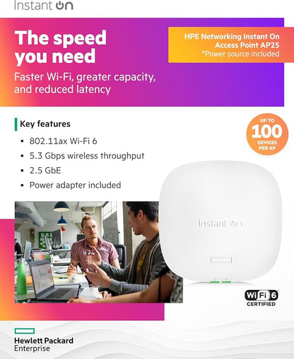 HPE Networking Instant On Access Point AP25 4x4 WiFi 6 Indoor Wireless Access - Image 3