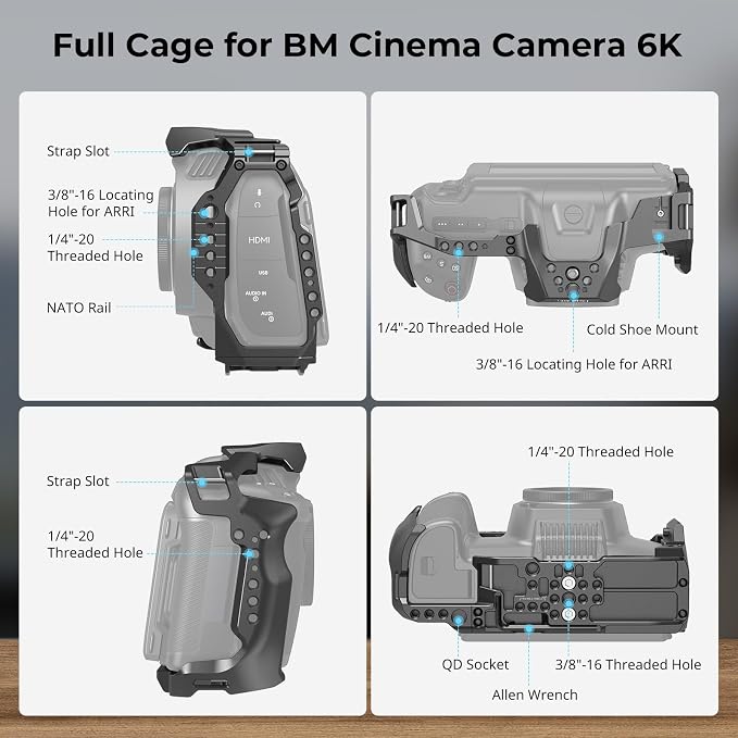 SmallRig Camera Cage Basic Kit for Blackmagic Design Cinema Camera 6K, Full - Image 2