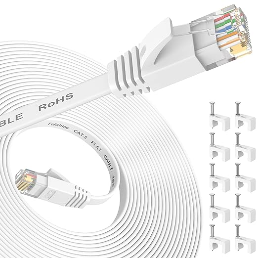 Folishine Cat6 Ethernet Cable 20 ft, Flat Design High Speed by Folishine