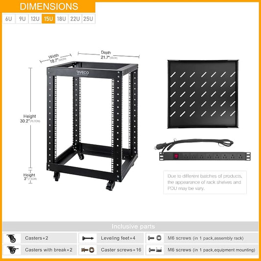 RIVECO 15U 19 Inch Open Frame Server Rack - Image 2
