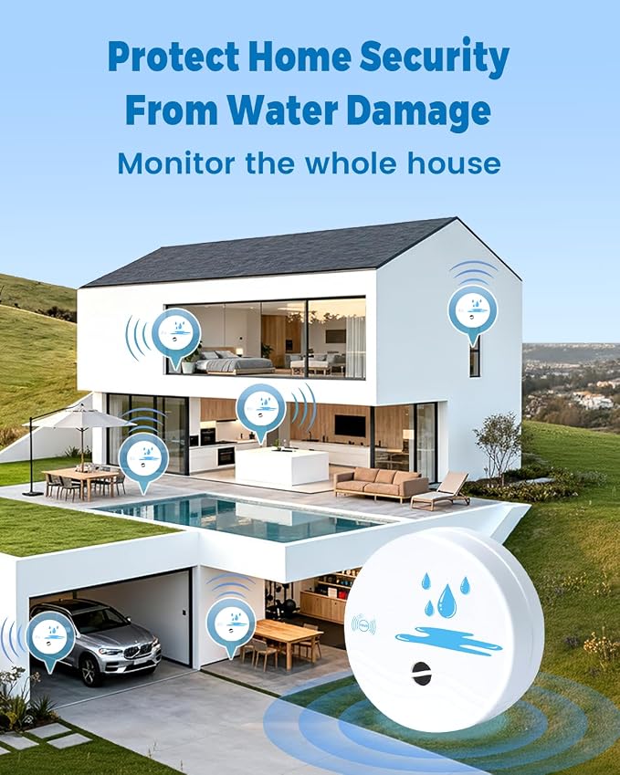 5 Pack Water Leak Detectors for Home, 100dB Waterproof Water Sensor Alarm Leak - Image 7