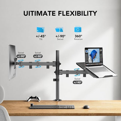 HUANUO Adjustable Monitor Stand, Single Arm Desk Mount - Image 4