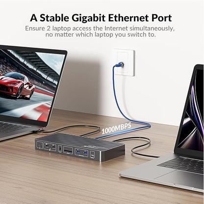 AV Access Docking Station KVM Switch 2 Monitors 2 Laptops, 4K HDMI KVM Switch - Image 3