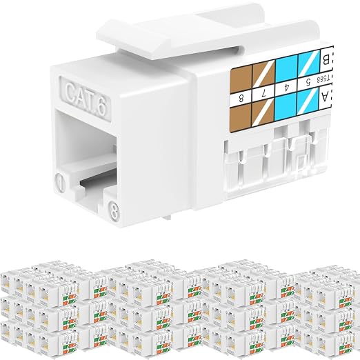 Rapink RJ45 Keystone Jack Cat6 10G Support, Keystone Jacks UTP 100 Pack by Rapink