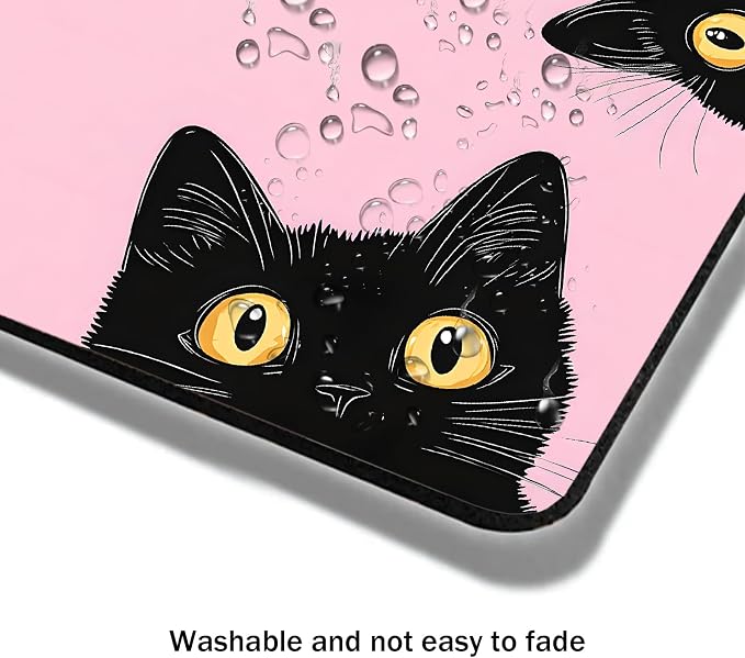 Mouse Pad, Cute Pink Black Cats Mouse Pads - Image 4