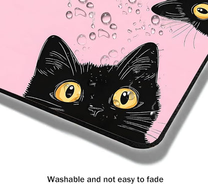Mouse Pad, Cute Pink Black Cats Mouse Pads - Image 4