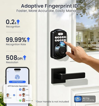 Veise VE012W Built-in WiFi Fingerprint Smart Lock, App Remote Control, - Image 4