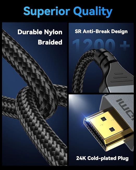 16K 8K HDMI Cable 96Gbps 10 FT, Ultra High Speed HDMI 2.2 Cable 16K@60Hz - Image 6