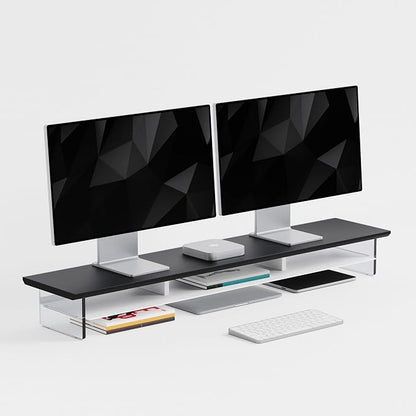Dual‑Tier Monitor Stand for Modern Desk Setup – Minimalist Wooden and Metal by FENSULN
