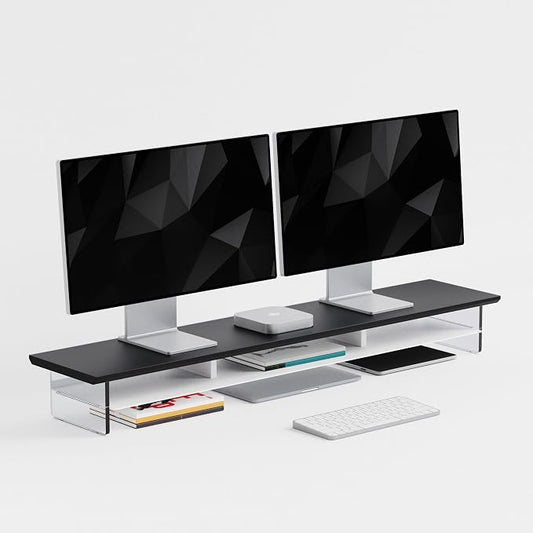 Dual‑Tier Monitor Stand for Modern Desk Setup – Minimalist Wooden and Metal by FENSULN