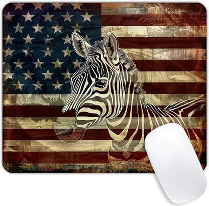 Square Mouse Pad Black and White Zebra and National Flag-1, Gaming Mouse Pads by Goodsprout