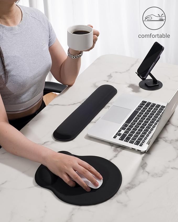 Ergonomic Mouse Pad Wrist Support Set, Memory Foam Keyboard Wrist Rest Set - Image 7
