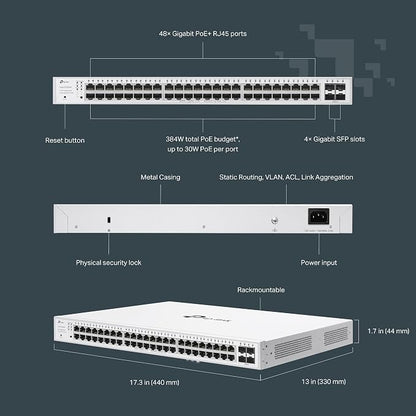 TP-Link Festa FS352GP 52 Port Gigabit Smart Managed PoE Switch 48 PoE+ Port - Image 5