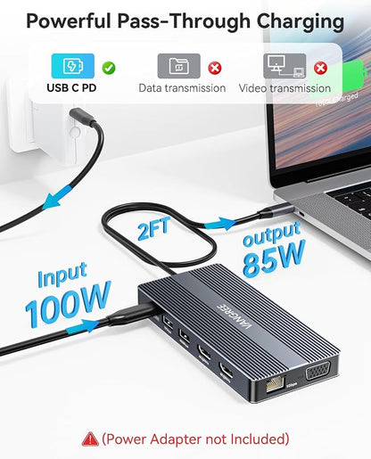 USB C Docking Station, 14 in 1 USB C Hub Multiport Adapter, Triple Display 3 - Image 6