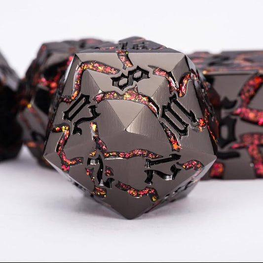 Crack Glitter Metal Dice, RPG Polyhedral Stripe Dice - Image 2
